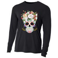 Dia De Los Muertos Day Of Dead Sugar Skull Costume Halloween Cooling Performance Long Sleeve Crew