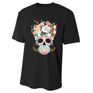 Dia De Los Muertos Day Of Dead Sugar Skull Costume Halloween Performance Sprint T-Shirt