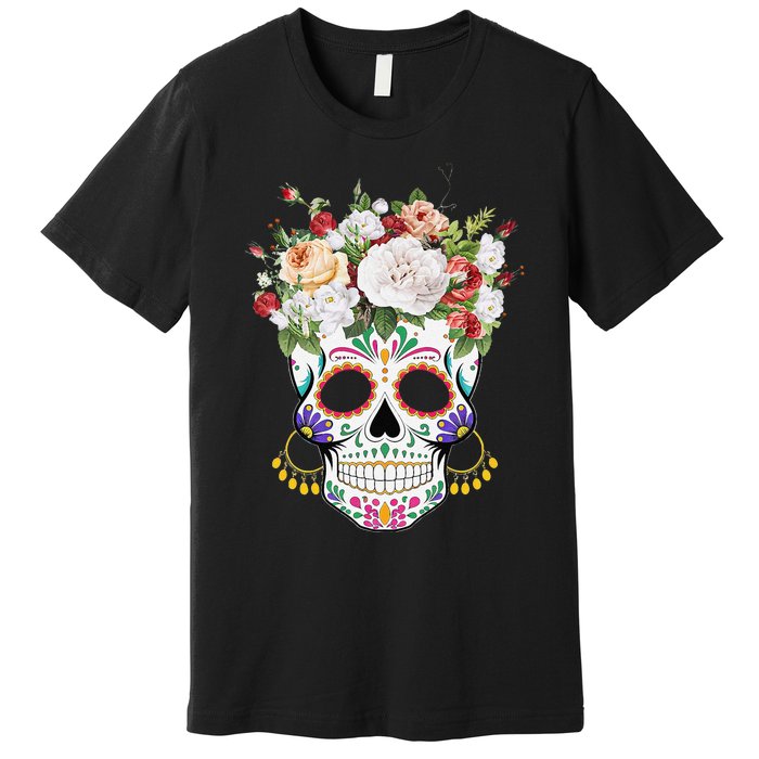 Dia De Los Muertos Day Of Dead Sugar Skull Costume Halloween Premium T-Shirt