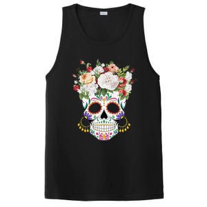 Dia De Los Muertos Day Of Dead Sugar Skull Costume Halloween PosiCharge Competitor Tank