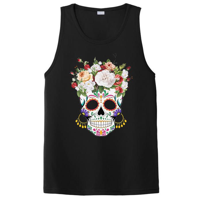 Dia De Los Muertos Day Of Dead Sugar Skull Costume Halloween PosiCharge Competitor Tank