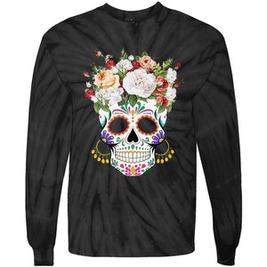 Dia De Los Muertos Day Of Dead Sugar Skull Costume Halloween Tie-Dye Long Sleeve Shirt