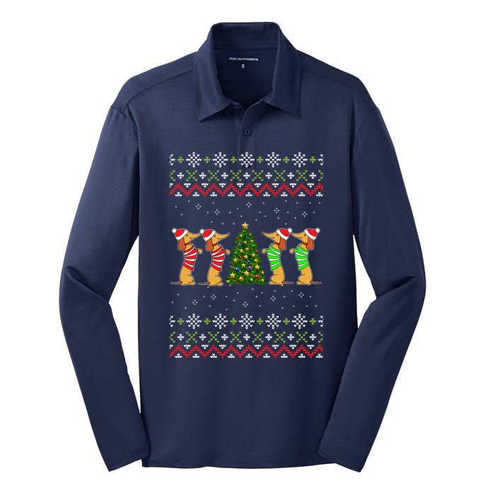 Dachshund Dog Lover Christmas Silk Touch Performance Long Sleeve Polo