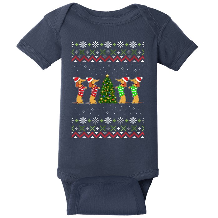 Dachshund Dog Lover Christmas Baby Bodysuit