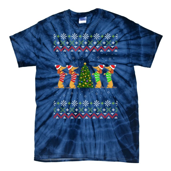 Dachshund Dog Lover Christmas Tie-Dye T-Shirt