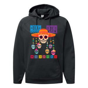 Dia De Los Muertos Day Of The Dead Sugar Skull Halloween Performance Fleece Hoodie