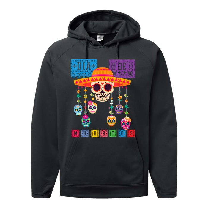 Dia De Los Muertos Day Of The Dead Sugar Skull Halloween Performance Fleece Hoodie