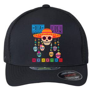 Dia De Los Muertos Day Of The Dead Sugar Skull Halloween Flexfit Unipanel Trucker Cap