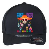 Dia De Los Muertos Day Of The Dead Sugar Skull Halloween Flexfit Unipanel Trucker Cap