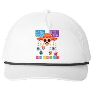 Dia De Los Muertos Day Of The Dead Sugar Skull Halloween Snapback Five-Panel Rope Hat