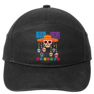 Dia De Los Muertos Day Of The Dead Sugar Skull Halloween 7-Panel Snapback Hat