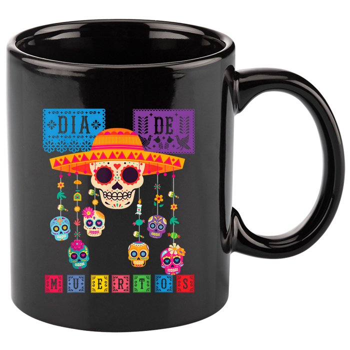 Dia De Los Muertos Day Of The Dead Sugar Skull Halloween 11oz C Handle Ceramic Mug