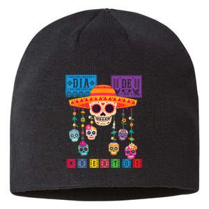 Dia De Los Muertos Day Of The Dead Sugar Skull Halloween Sustainable Beanie