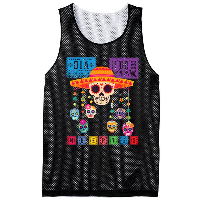 Dia De Los Muertos Day Of The Dead Sugar Skull Halloween Mesh Reversible Basketball Jersey Tank