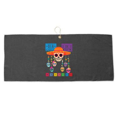 Dia De Los Muertos Day Of The Dead Sugar Skull Halloween Large Microfiber Waffle Golf Towel