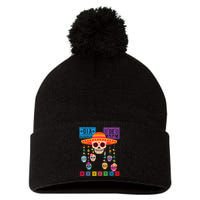 Dia De Los Muertos Day Of The Dead Sugar Skull Halloween Pom Pom 12in Knit Beanie