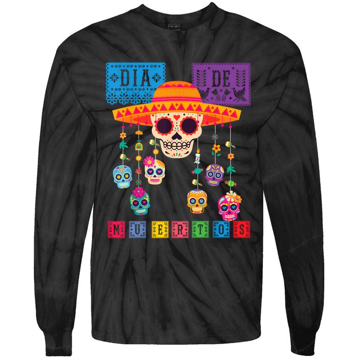 Dia De Los Muertos Day Of The Dead Sugar Skull Halloween Tie-Dye Long Sleeve Shirt