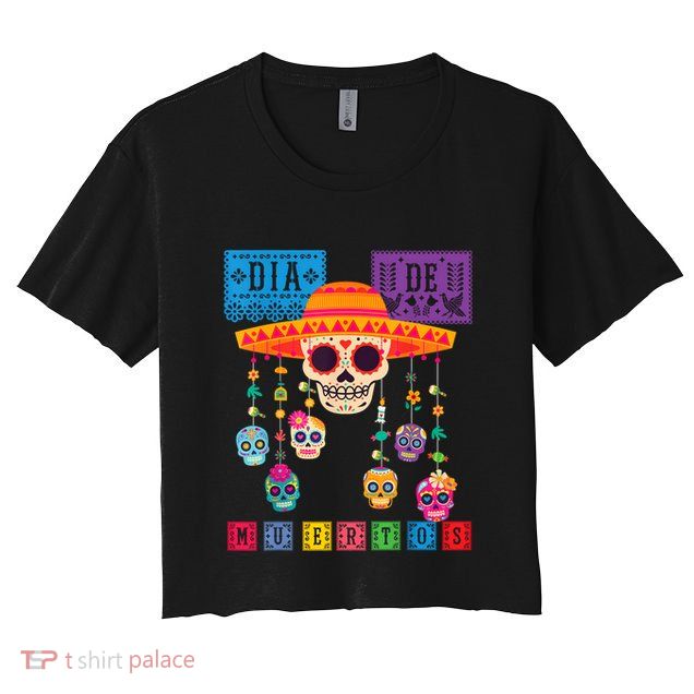 Dia De Los Muertos Day Of The Dead Sugar Skull Halloween Crop Top