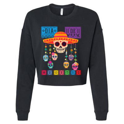 Dia De Los Muertos Day Of The Dead Sugar Skull Halloween Cropped Pullover Crew
