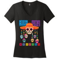 Dia De Los Muertos Day Of The Dead Sugar Skull Halloween Women's V-Neck T-Shirt