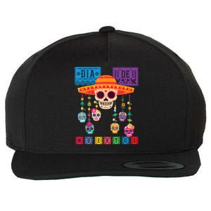 Dia De Los Muertos Day Of The Dead Sugar Skull Halloween Wool Snapback Cap