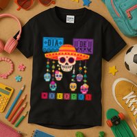 Dia De Los Muertos Day Of The Dead Sugar Skull Halloween Kids T-Shirt
