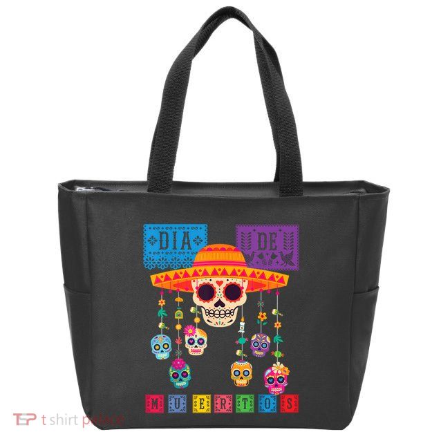 Dia De Los Muertos Day Of The Dead Sugar Skull Halloween Zip Tote Bag