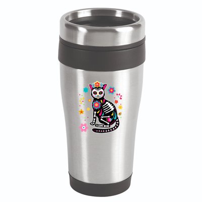 Dia De Los Muertos Cat Mexican Sugar Skull Day Of Dead 16oz Travel Tumbler