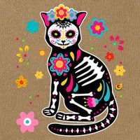 Dia De Los Muertos Cat Mexican Sugar Skull Day Of Dead Cotton Canvas Backpack