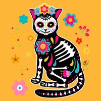 Dia De Los Muertos Cat Mexican Sugar Skull Day Of Dead Sustainable Knit Beanie