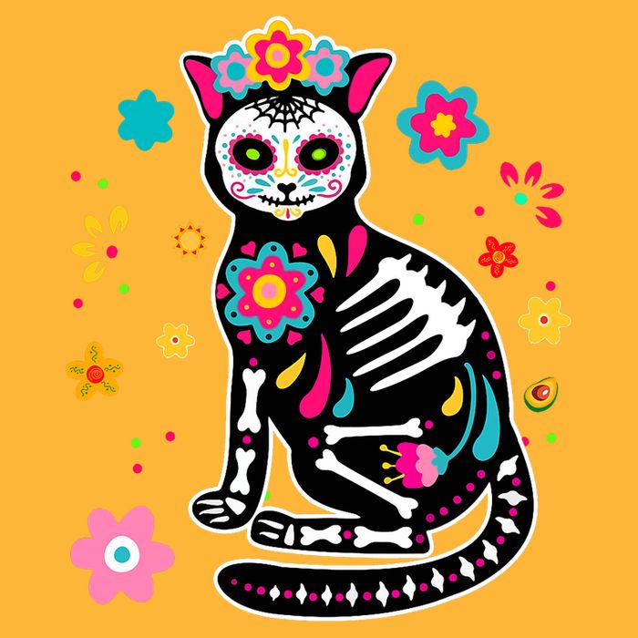 Dia De Los Muertos Cat Mexican Sugar Skull Day Of Dead Sustainable Knit Beanie