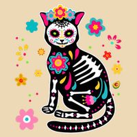 Dia De Los Muertos Cat Mexican Sugar Skull Day Of Dead Drawstring Bag