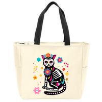 Dia De Los Muertos Cat Mexican Sugar Skull Day Of Dead Zip Tote Bag