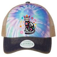 Dia De Los Muertos Cat Mexican Sugar Skull Day Of Dead Legacy Tie Dye Trucker Hat