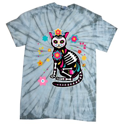 Dia De Los Muertos Cat Mexican Sugar Skull Day Of Dead Tie-Dye T-Shirt