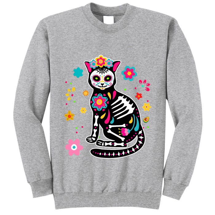 Dia De Los Muertos Cat Mexican Sugar Skull Day Of Dead Tall Sweatshirt