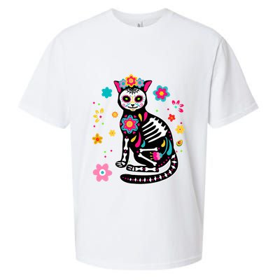 Dia De Los Muertos Cat Mexican Sugar Skull Day Of Dead Sueded Cloud Jersey T-Shirt