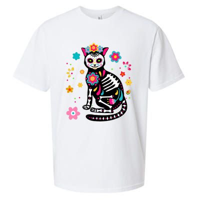 Dia De Los Muertos Cat Mexican Sugar Skull Day Of Dead Sueded Cloud Jersey T-Shirt