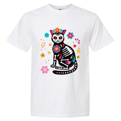 Dia De Los Muertos Cat Mexican Sugar Skull Day Of Dead Garment-Dyed Heavyweight T-Shirt