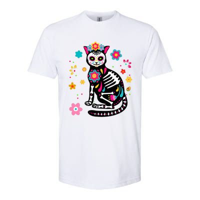 Dia De Los Muertos Cat Mexican Sugar Skull Day Of Dead Softstyle CVC T-Shirt