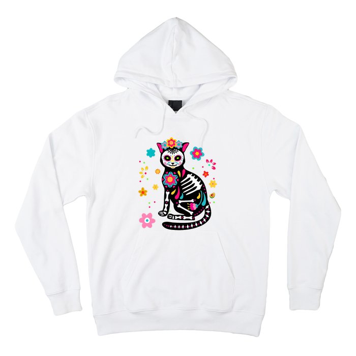 Dia De Los Muertos Cat Mexican Sugar Skull Day Of Dead Hoodie