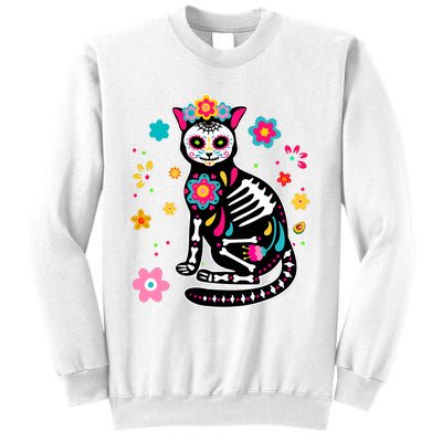 Dia De Los Muertos Cat Mexican Sugar Skull Day Of Dead Sweatshirt