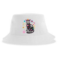 Dia De Los Muertos Cat Mexican Sugar Skull Day Of Dead Sustainable Bucket Hat