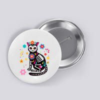 Dia De Los Muertos Cat Mexican Sugar Skull Day Of Dead Button