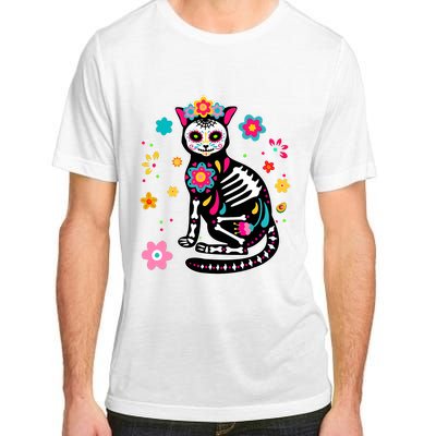 Dia De Los Muertos Cat Mexican Sugar Skull Day Of Dead Adult ChromaSoft Performance T-Shirt