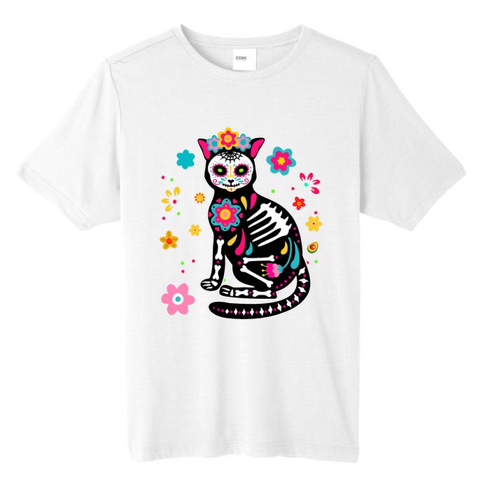 Dia De Los Muertos Cat Mexican Sugar Skull Day Of Dead Tall Fusion ChromaSoft Performance T-Shirt