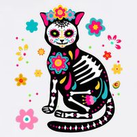 Dia De Los Muertos Cat Mexican Sugar Skull Day Of Dead 11oz C Handle Ceramic Mug