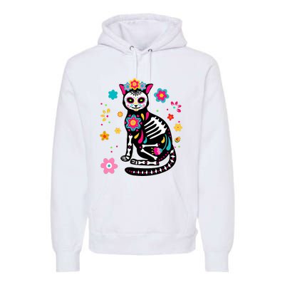 Dia De Los Muertos Cat Mexican Sugar Skull Day Of Dead Premium Hoodie