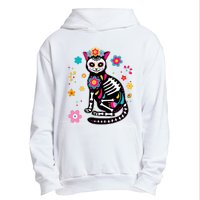 Dia De Los Muertos Cat Mexican Sugar Skull Day Of Dead Urban Pullover Hoodie