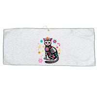 Dia De Los Muertos Cat Mexican Sugar Skull Day Of Dead Large Microfiber Waffle Golf Towel